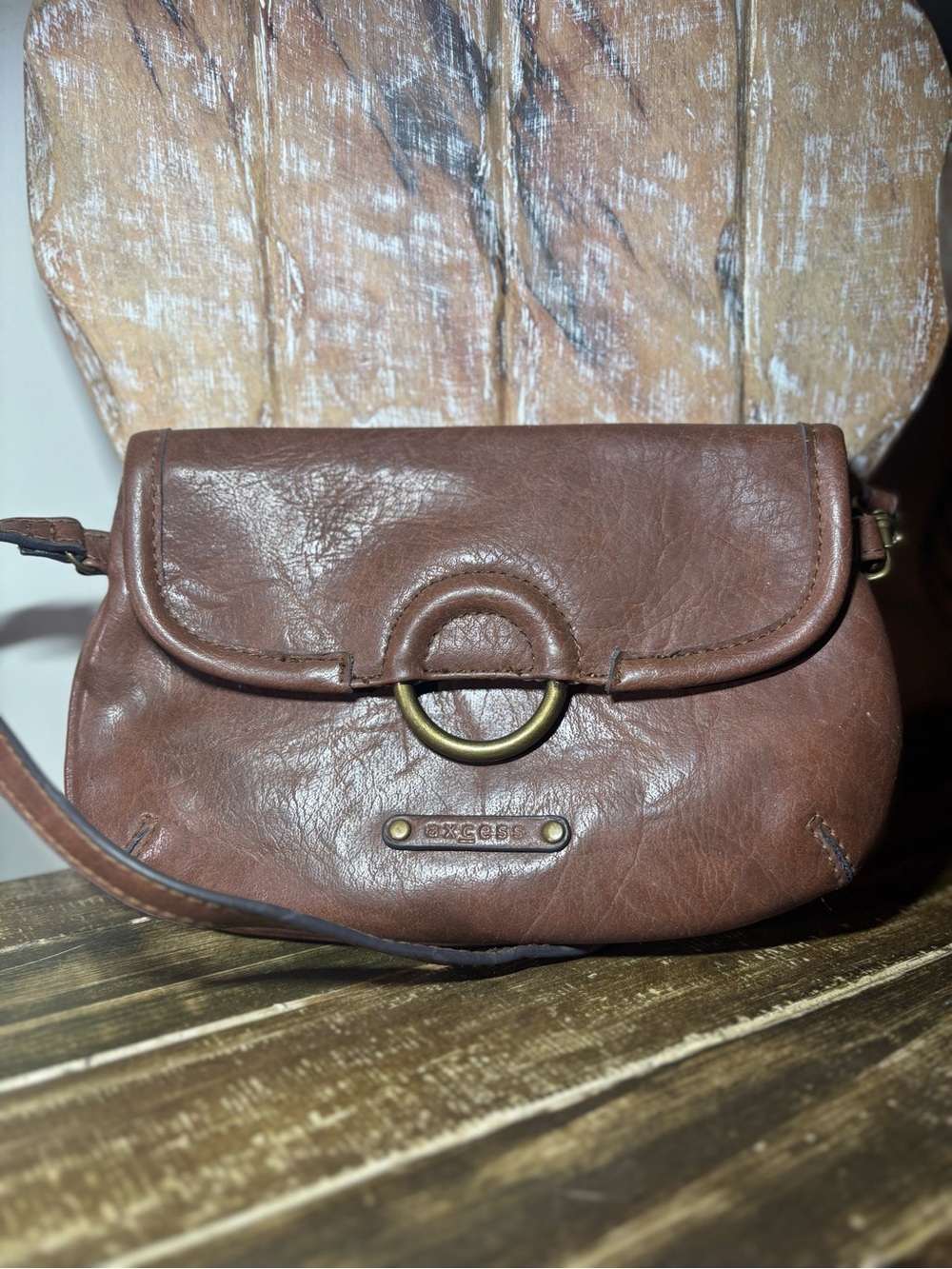 Vintage Liz Claiborne Axcess Fossil Brown Leather Crossbody Bag